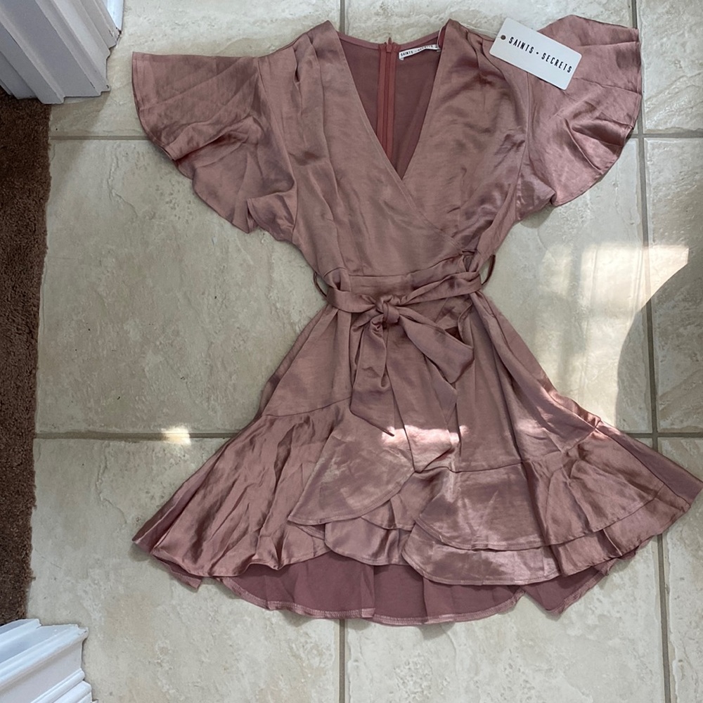 BRAND NEW SAINTS + SECRETS SATIN DRESS